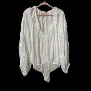 Free People Blue Tie Front Mini Skater Skirt